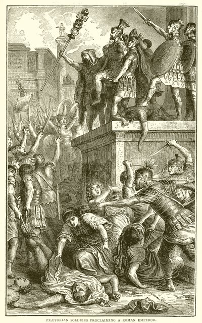 Soldats prétoriens proclamant un empereur romain - English School