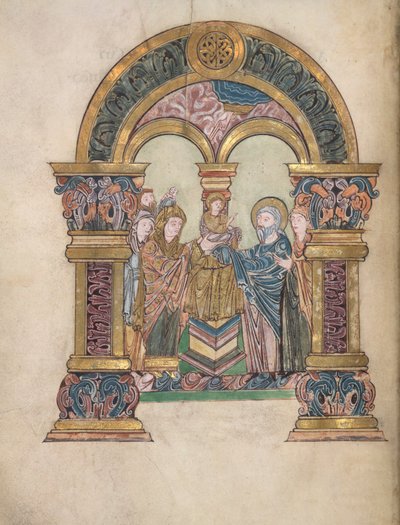 Présentation au Temple, du Bénédictional de St Aethelwold, 971-984 - English School