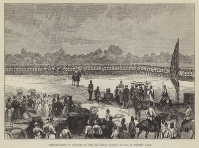 Présentation des couleurs à la 3e milice royale du Surrey à Bushey Park - English School
