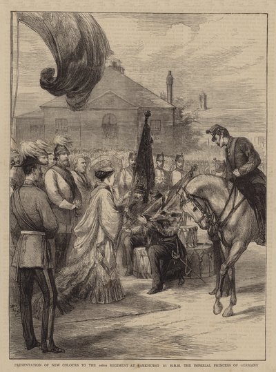 Présentation de nouvelles couleurs au 106e régiment à Parkhurst par SAR la princesse impériale d