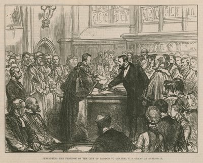 Présentation de la liberté de la ville de Londres au général U.S. Grant à Guildhall - English School