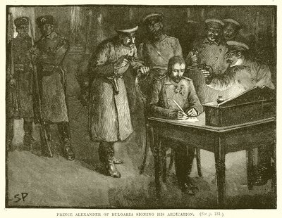 Le prince Alexandre de Bulgarie signant son abdication - English School