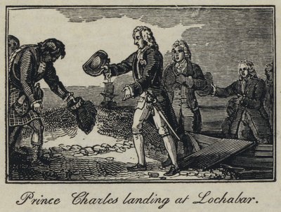 Le prince Charles débarquant à Lochabar (gravure) - English School