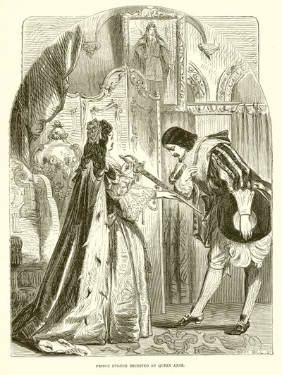 Le prince Eugène reçu par la reine Anne - English School