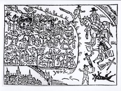 Le prince Rupert (1619-82) se cachant dans un champ de haricots à la bataille de Marston Moor le 2 juillet 1644 - English School