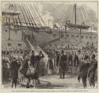 Le prince Tokugawa Minbutaiho visitant le Serapis à Portsmouth - English School