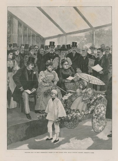 La princesse Mary de Teck remettant des prix à la fête florale - English School