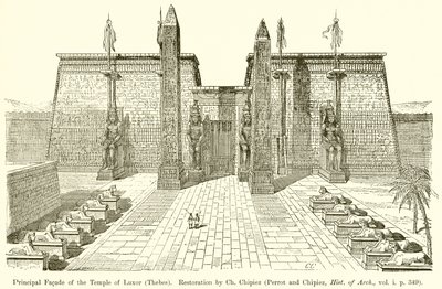 Façade principale du temple de Louxor (Thèbes). Restauration par Ch. Chipiez (Perrot et Chipiez, Hist. de l