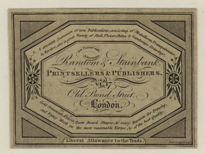 Libraires et éditeurs, Random & Stainbank, carte de visite - English School