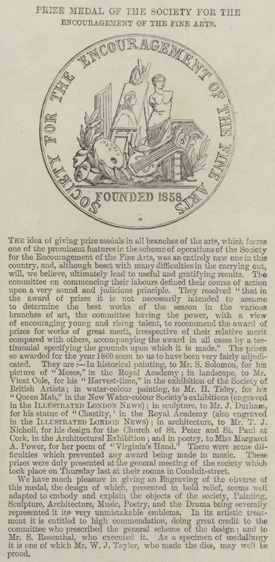 Médaille de prix de la Société pour l