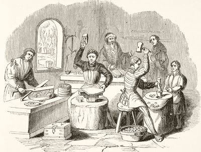 Processus de frappe de monnaie au 16ème siècle, tiré de The National and Domestic History of England par William Hickman Smith Aubrey, publié à Londres vers 1890 - English School