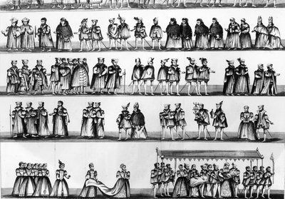 Procession au baptême du prince Arthur, fils de Henri VII, gravé en 1782 - English School