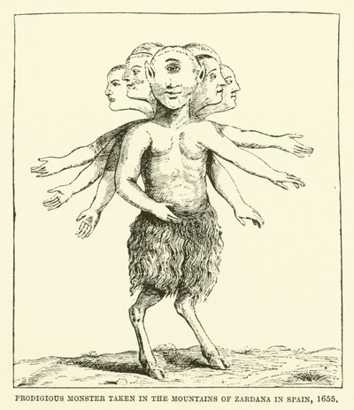 Monstre prodigieux pris dans les montagnes de Zardana en Espagne, 1655 - English School