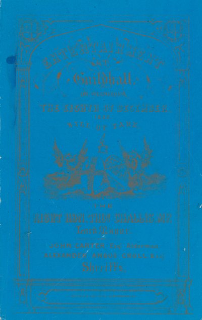 Programme du dîner au Guildhall, Londres, le 8 décembre 1852 - English School