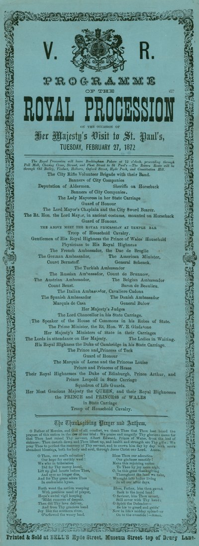 Programme de la procession royale à l