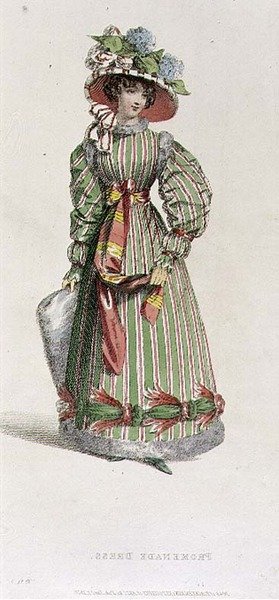 Robe de promenade, planche de mode du Repository of Arts d