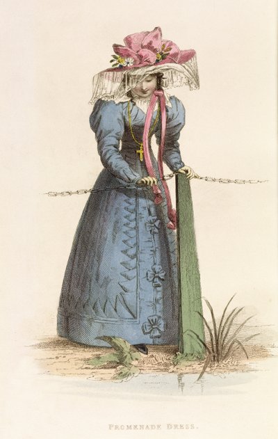 Robe de promenade, planche de mode du Repository of Arts d