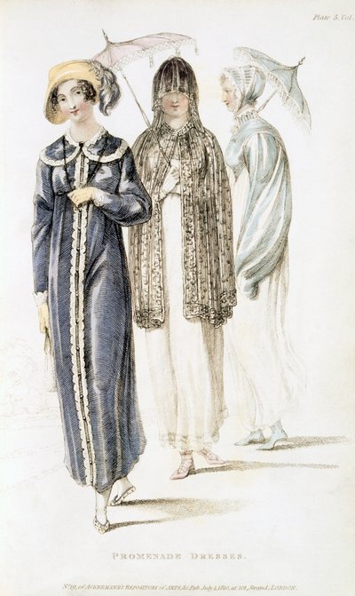 Robes de promenade, planche de mode de Ackermann