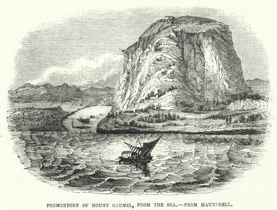 Promontoire du Mont Carmel, depuis la mer, de Maundrell (gravure) - English School