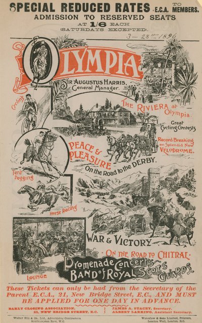 Affiche promotionnelle pour Olympia, 28 mars 1896 - English School