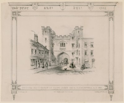 Restauration proposée de la Porte Saint-Jean, Clerkenwell, 1845 - English School