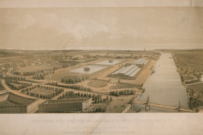 Site proposé pour le Crystal Palace dans Battersea Park - English School