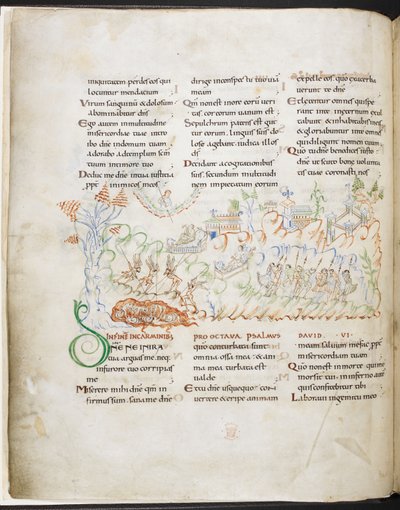 Psaume 6 du Psautier Harley, Harley MS 603 f.3v - English School