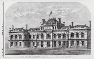 Bains publics et lavoirs pour la paroisse de Paddington (gravure) - English School