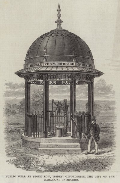 Puits public à Stoke Row, Ipsden, Oxfordshire, don du Maharajah de Bénarès (gravure) - English School