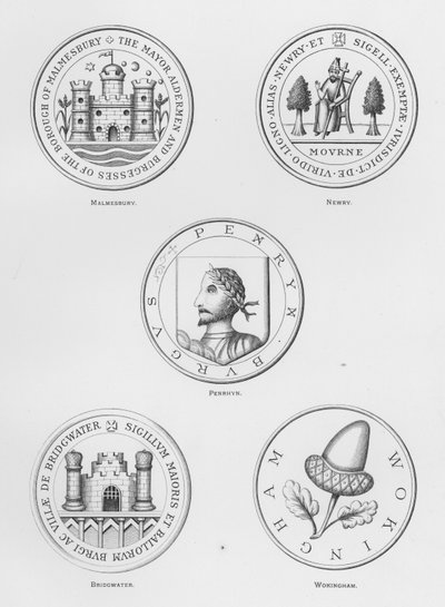 Armoiries publiques : Malmesbury ; Newry ; Penrhyn ; Bridgwater ; Wokingham (gravure) - English School