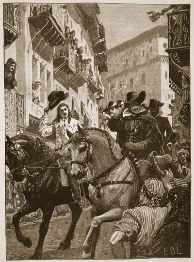 Réception publique du prince Charles à Madrid, illustration de Cassells Illustrated History of England - English School
