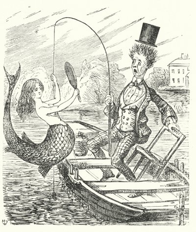 Pêcheur attrapant une sirène - English School