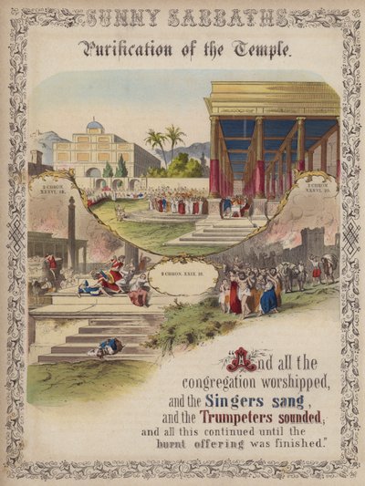 Purification du Temple (gravure en couleur) - English School