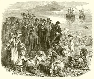 Puritains embarquant pour les colonies - English School