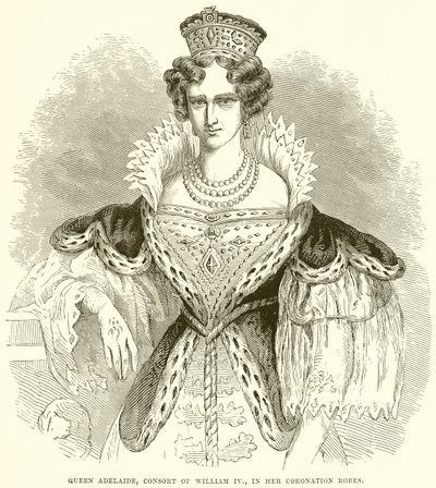 Reine Adélaïde, Consort de Guillaume IV, dans ses Robes de Couronnement - English School