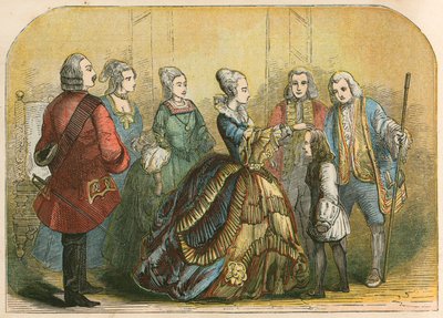 La reine Anne touchant le Dr Johnson, enfant, pour le guérir de la scrofule - English School