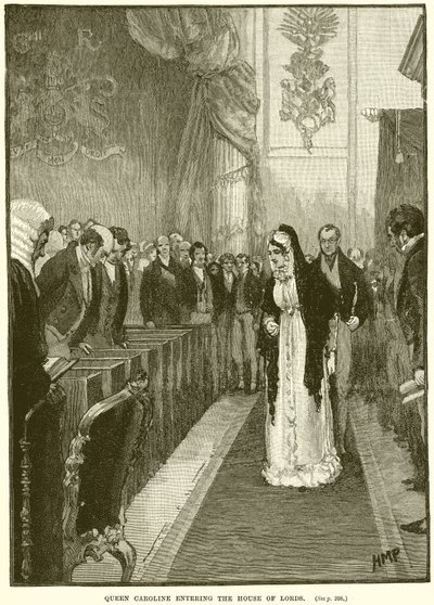 La reine Caroline entrant à la Chambre des Lords - English School