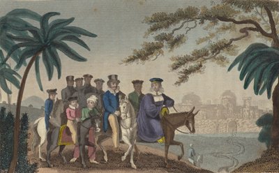 La reine Caroline, épouse séparée du roi George IV, entrant à Jérusalem (gravure en couleur) - English School