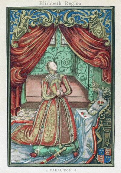 Reine Elizabeth I en prière, frontispice de 