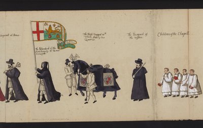 Procession funéraire de la reine Elizabeth I (colorée) - English School