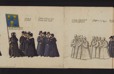 Procession funéraire de la reine Elizabeth I (colorée) - English School