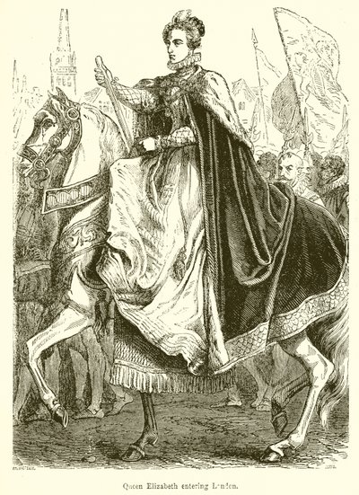 La reine Elizabeth entrant à Londres - English School