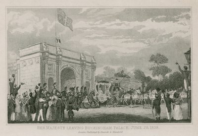 La reine Victoria quittant Buckingham Palace, 28 juin 1838 - English School