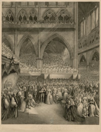 La reine Victoria recevant le sacrement à son couronnement - English School