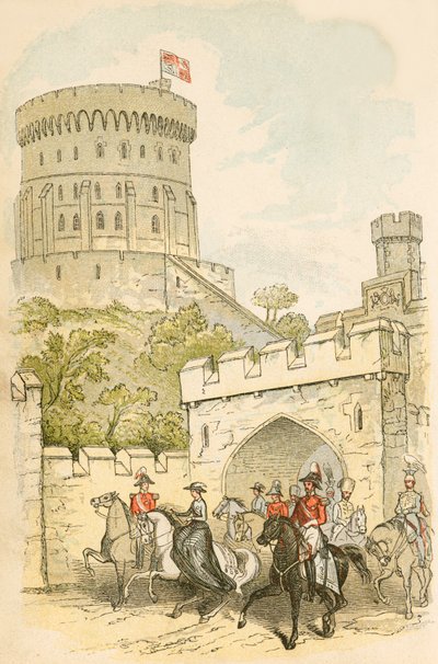 La reine Victoria sortant du château de Windsor - English School