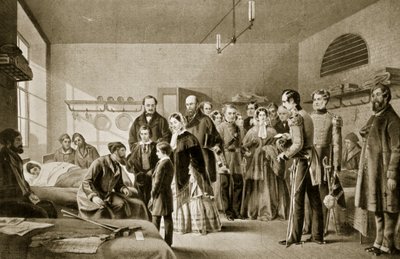 La reine Victoria visitant les blessés - English School