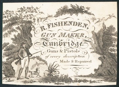 R Fishenden, armurier, carte de visite - English School