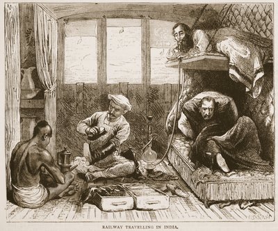 Voyage en train en Inde, illustration de Cassells Illustrated History of England - English School