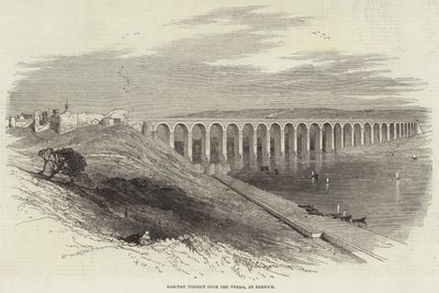 Viaduc ferroviaire sur la Tweed, à Berwick (gravure) - English School