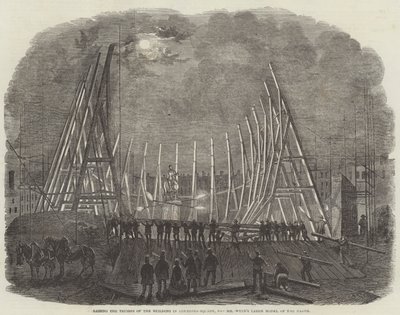 Élévation des fermes du bâtiment à Leicester-Square, pour le grand modèle de la Terre de M. Wyld (gravure) - English School